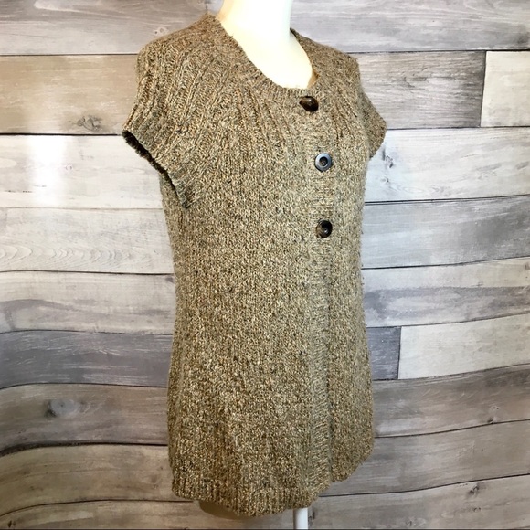 CHARTER CLUB marled tan wool blend tunic vest SP - Picture 2 of 5